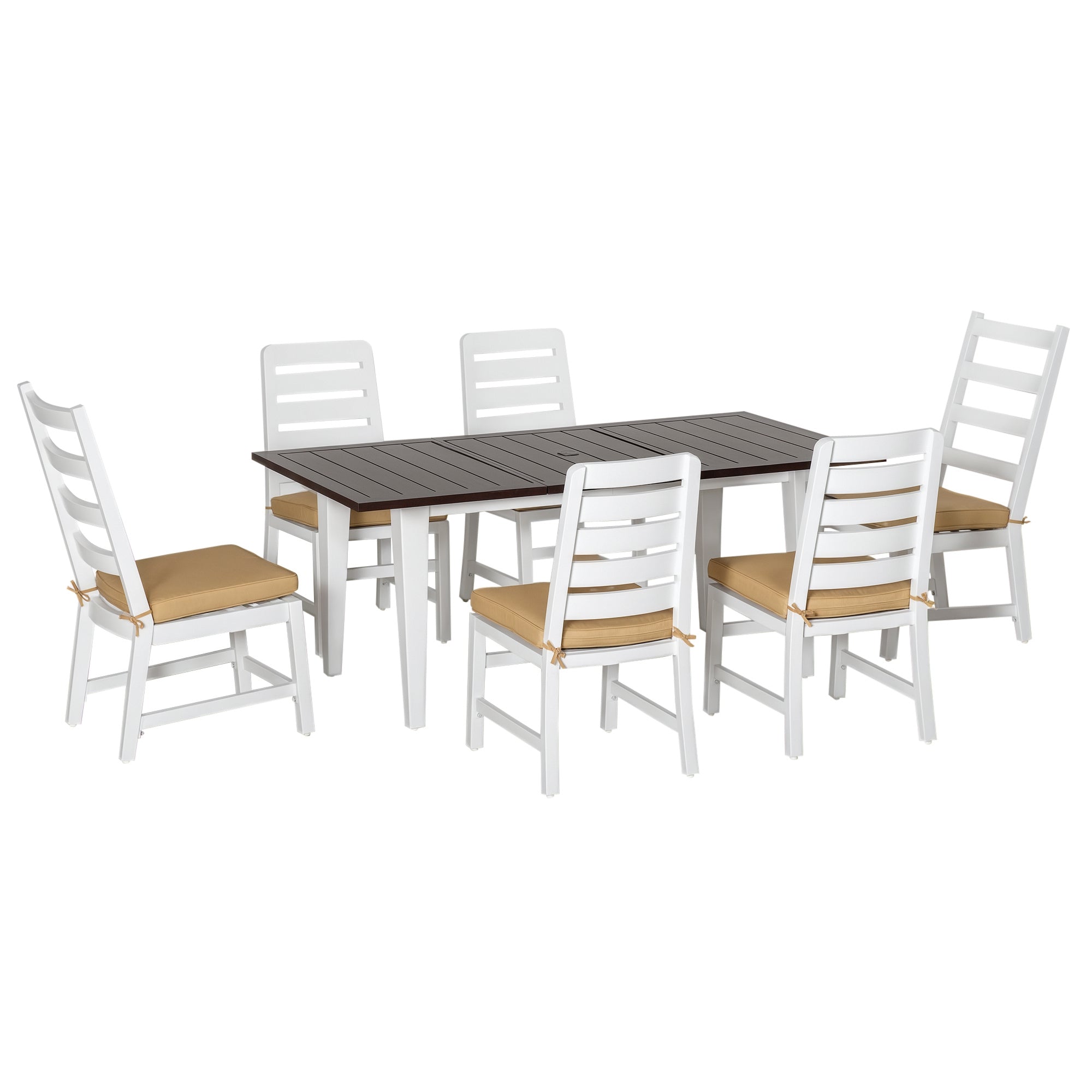 Patio Dining Set for 6, Outdoor Furniture Set with a Table & Chairs, Cushions, Umbrella Hole for