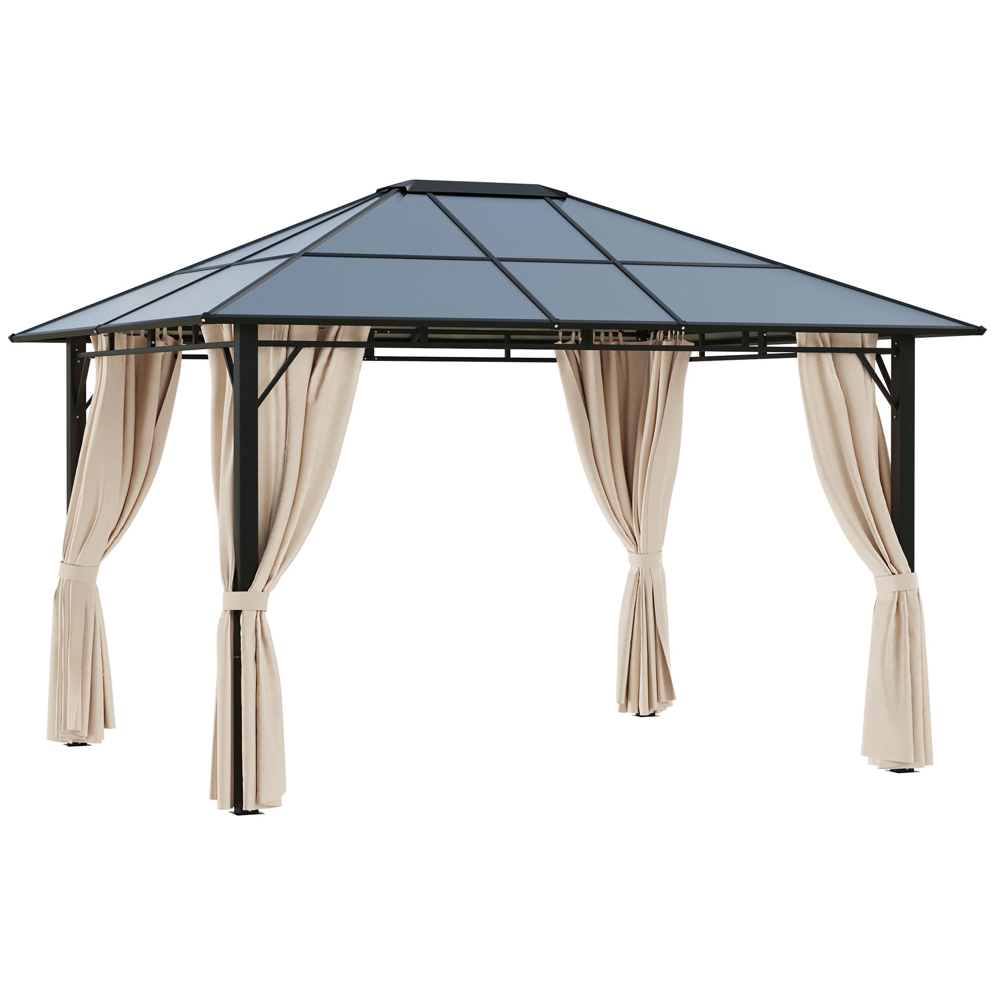 10' x 12' Hardtop Gazebo Canopy with Polycarbonate Roof, Aluminum Frame, Permanent Pavilion Outdoor