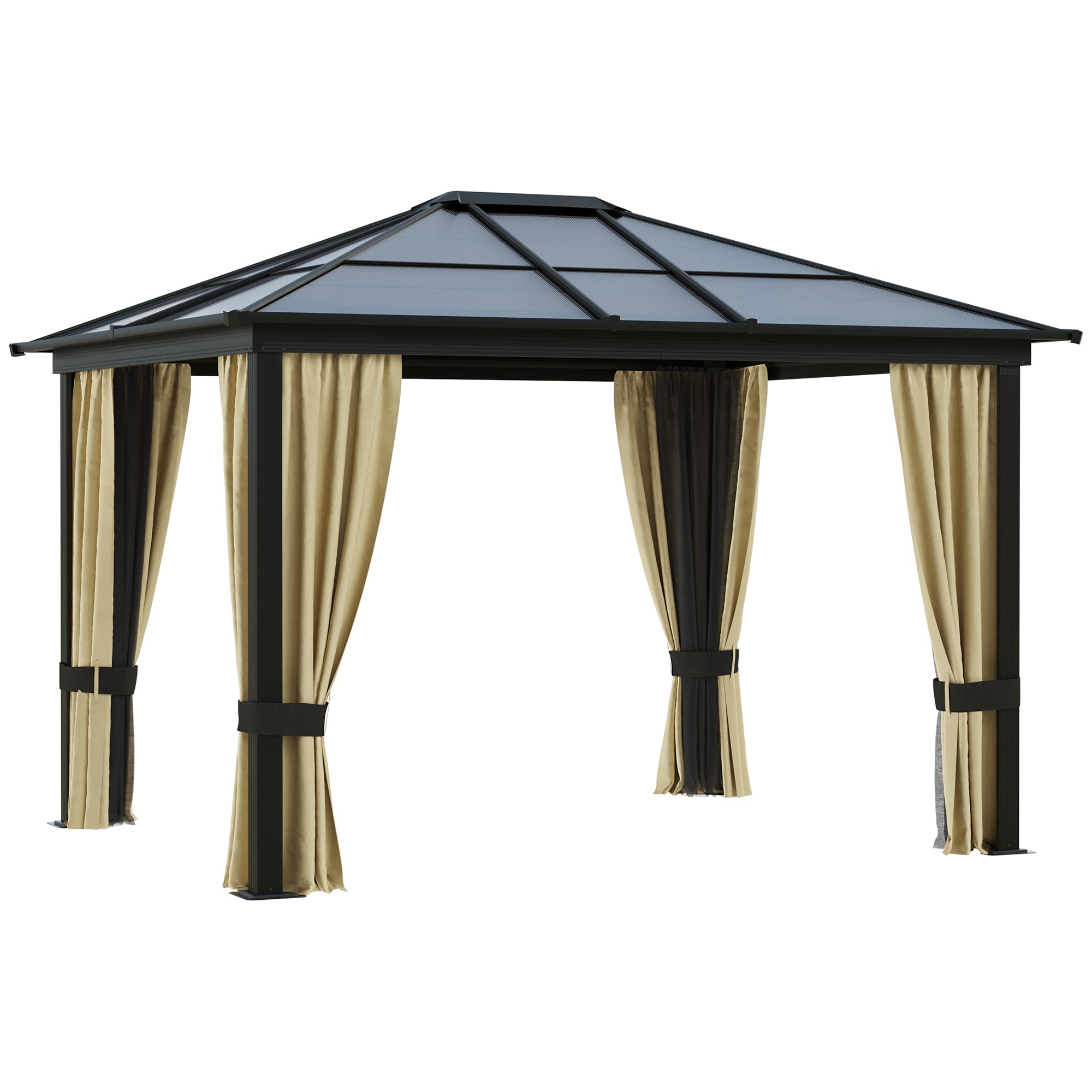 10' x 12' Hardtop Gazebo Canopy with Polycarbonate Roof, Aluminum Frame, Permanent Pavilion Outdoor