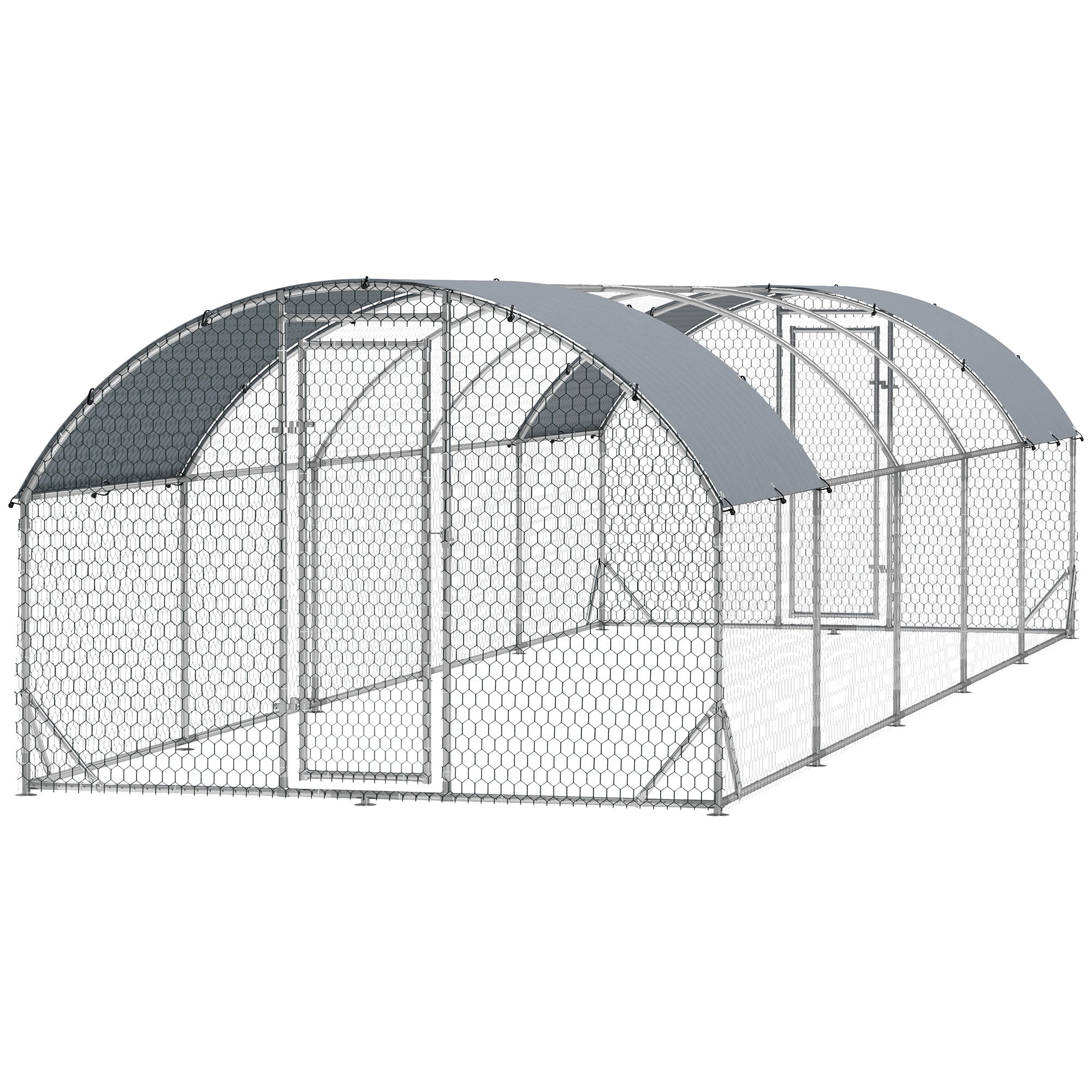 Large Metal Chicken Coop with Waterproof and Anti-UV Cover for Yard, Outdoor, Duck, Rabbit, 9.2' x