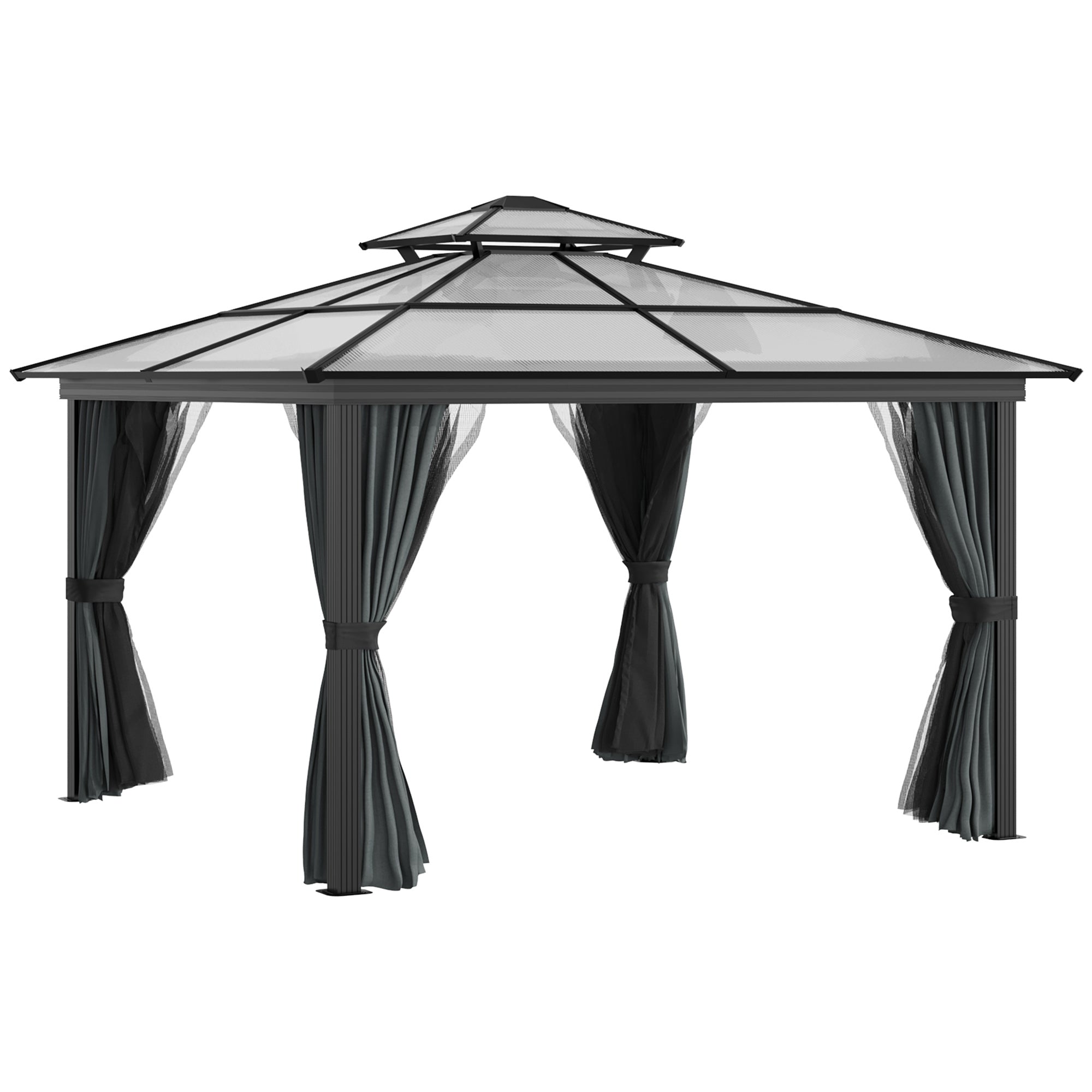 10' x 10' Hardtop Gazebo Canopy with Polycarbonate Roof, Aluminum Frame, Permanent Pavilion Outdoor