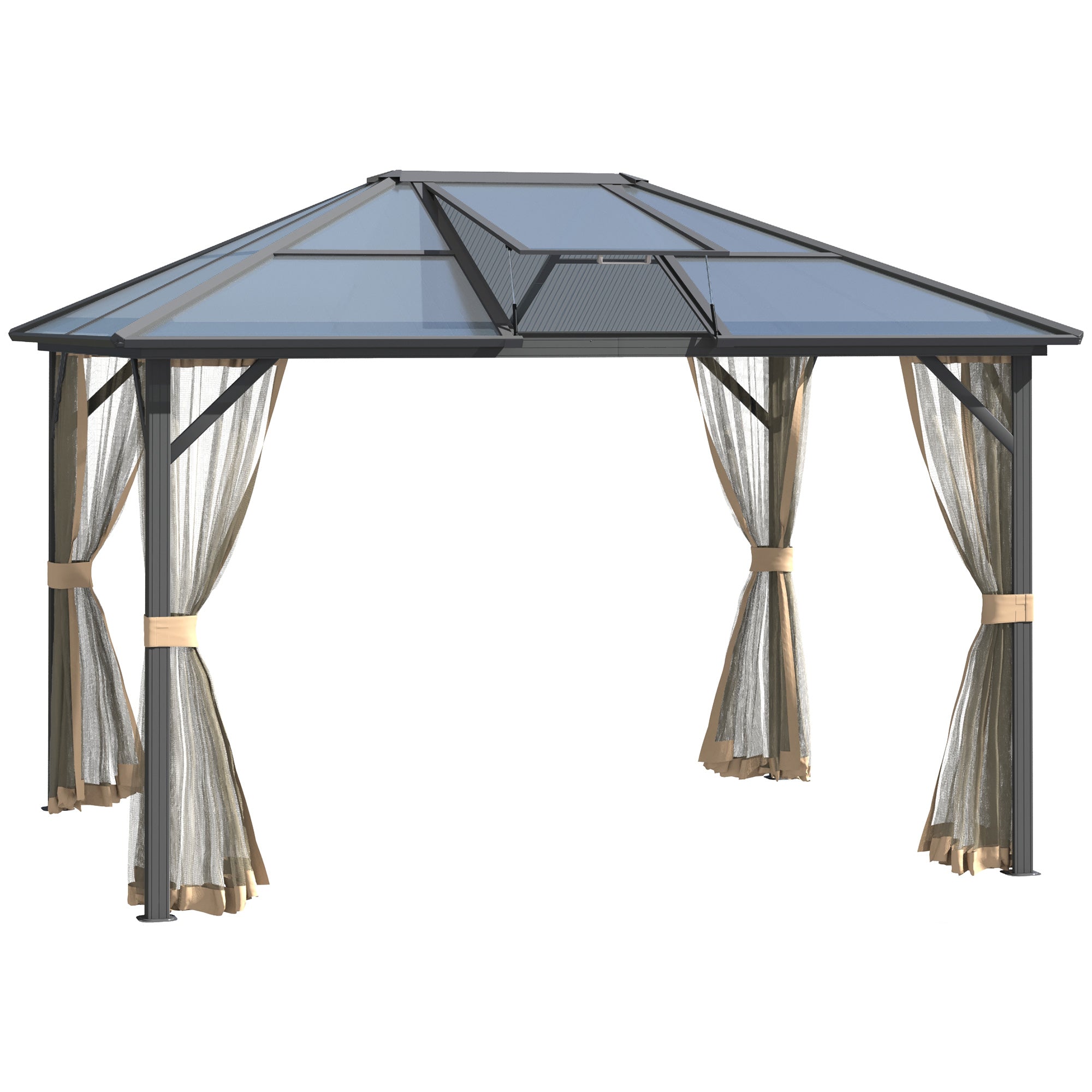 10' x 12' Hardtop Gazebo Canopy with Polycarbonate Roof, Aluminum Frame, Permanent Pavilion Outdoor