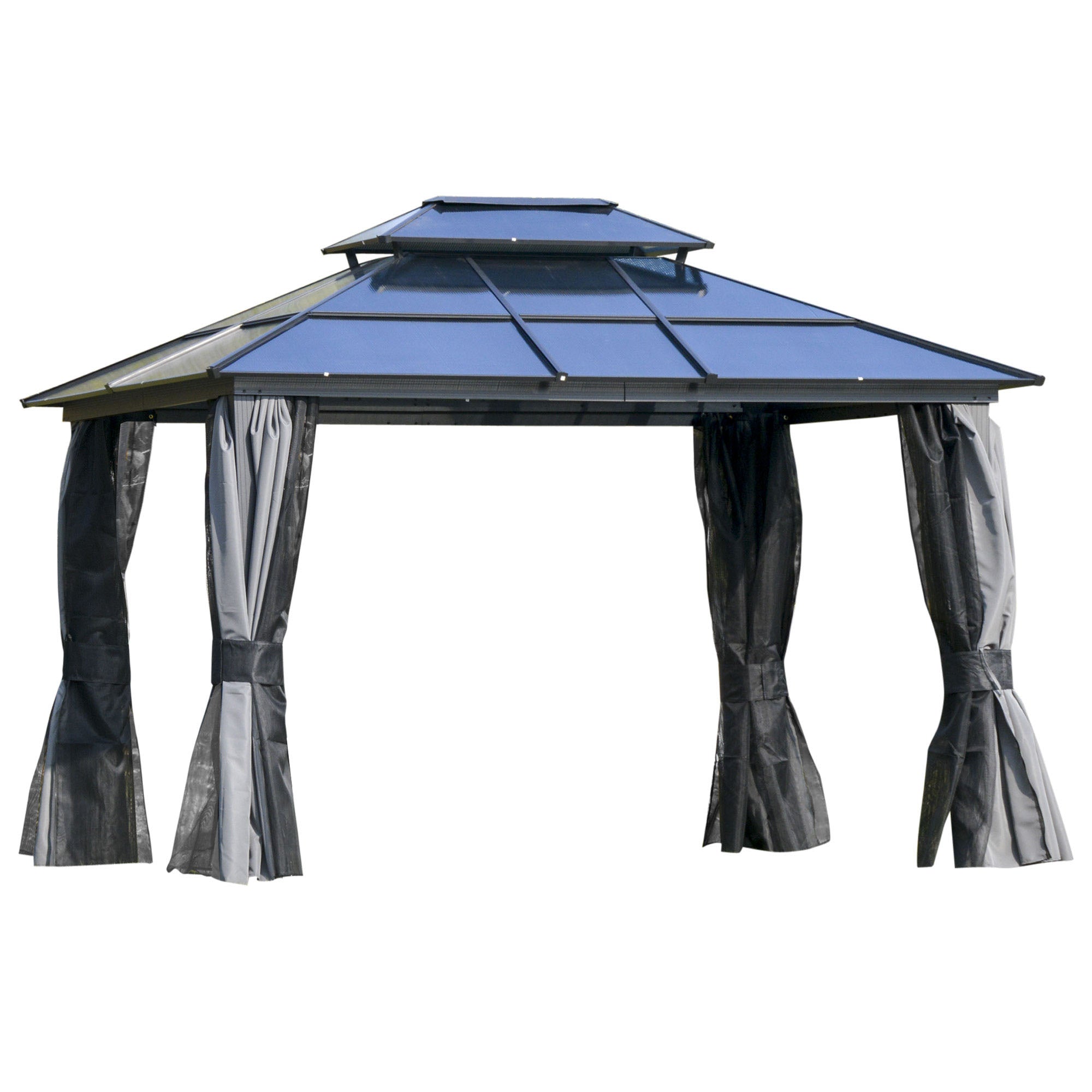 10' x 12' Hardtop Gazebo Canopy with Polycarbonate Roof, Aluminum Frame, Permanent Pavilion Outdoor