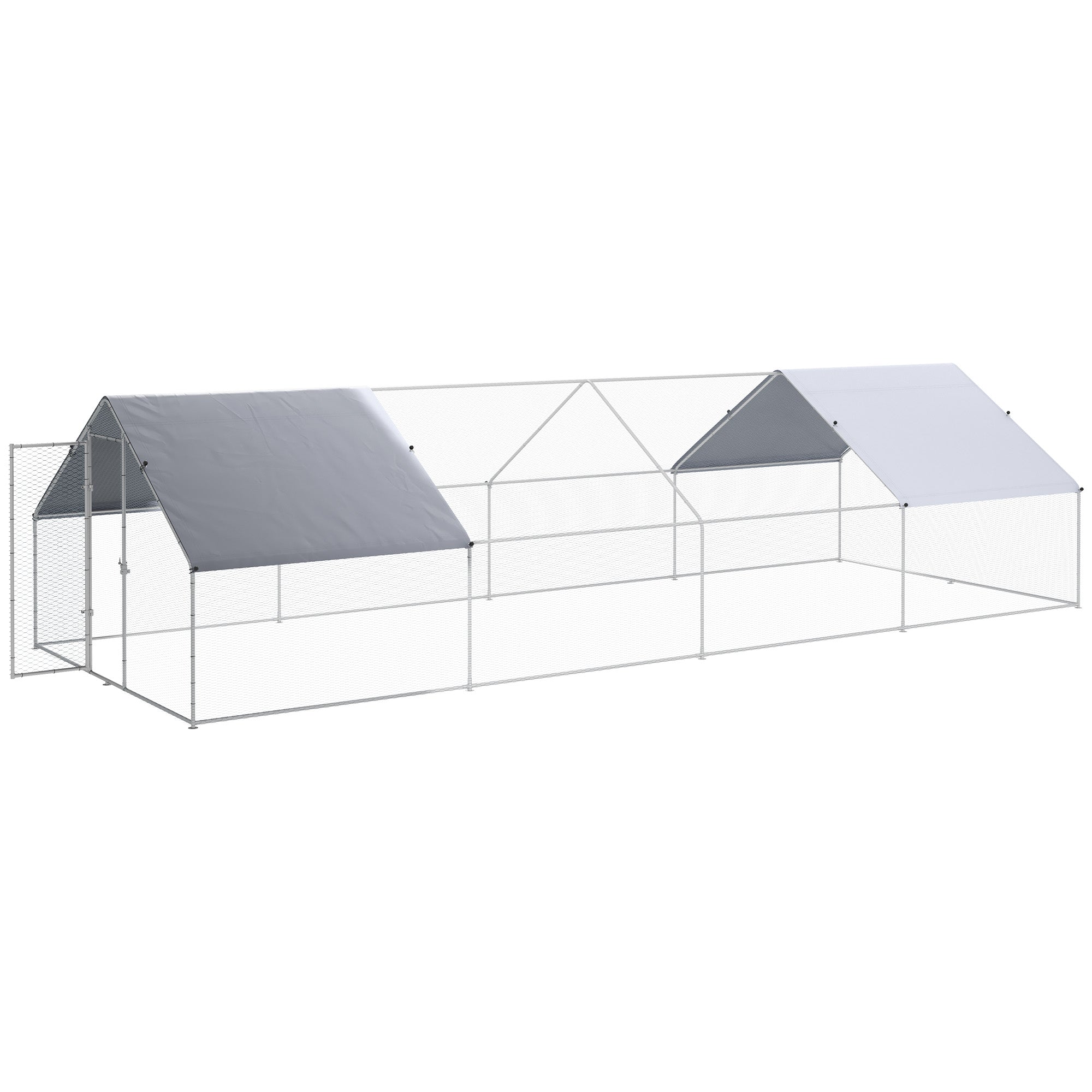 Large Chicken Coop Metal Chicken Run for Chickens with Waterproof and Anti-UV Cover, Spire Shaped