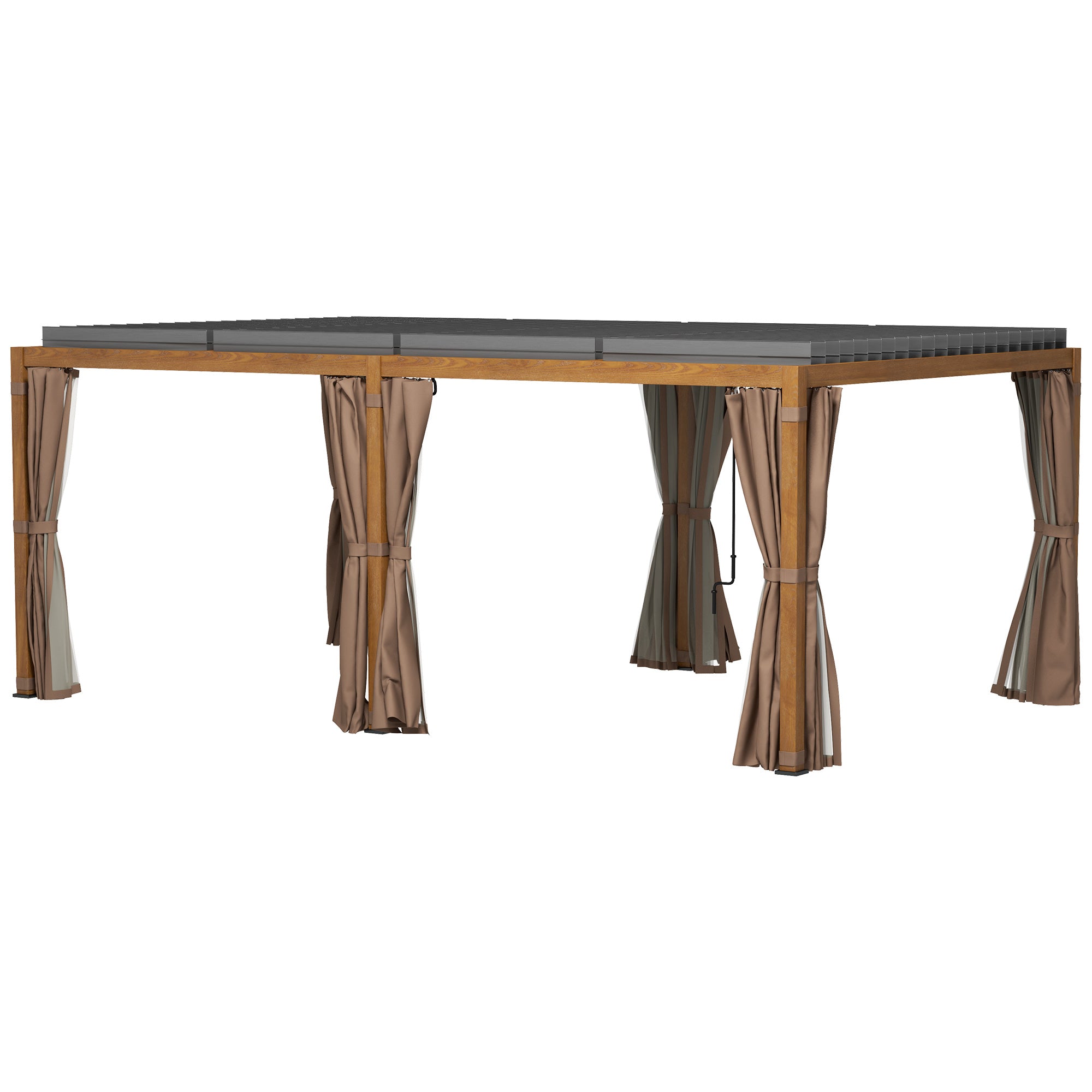 12' x 19' Aluminum Pergola with Adjustable Louvered, Outdoor Pergola with Curtains and Netting,