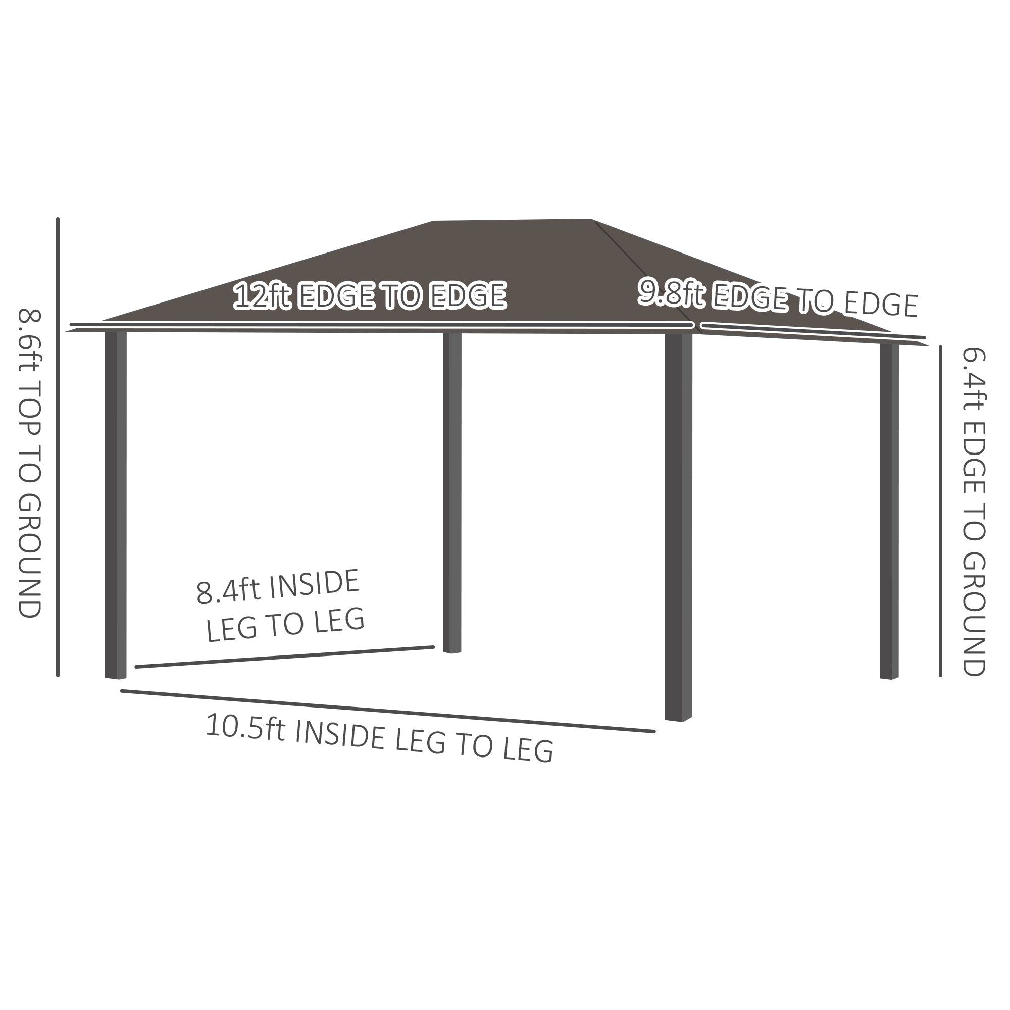 10' x 12' Hardtop Gazebo with Curtains and Netting, Gazebo Canopy with Aluminum Frame and Hooks, - View 3