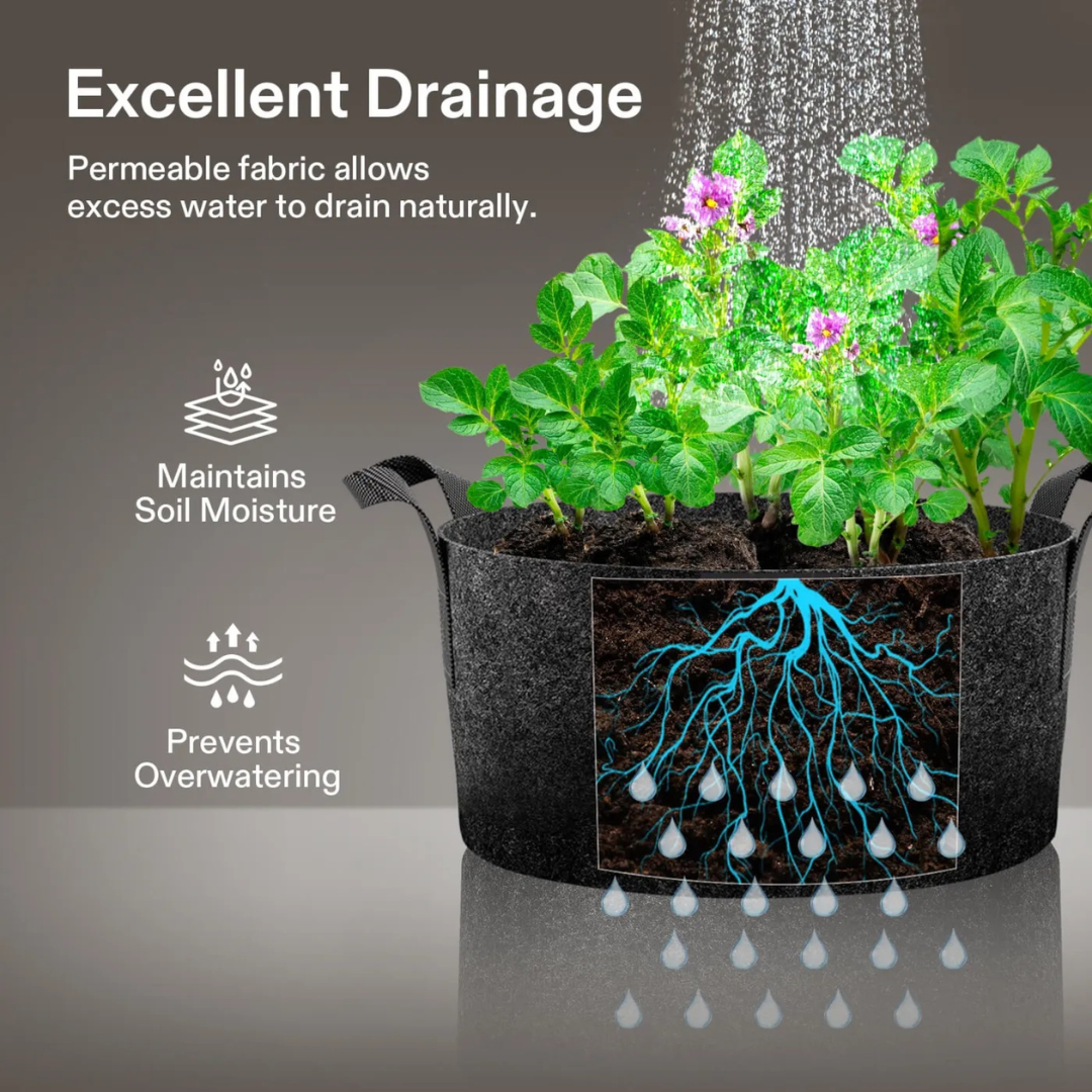 Vivosun 100 Gallon Grow Bags 1-Pack Black Thickened Nonwoven Fabric Pots with Handles