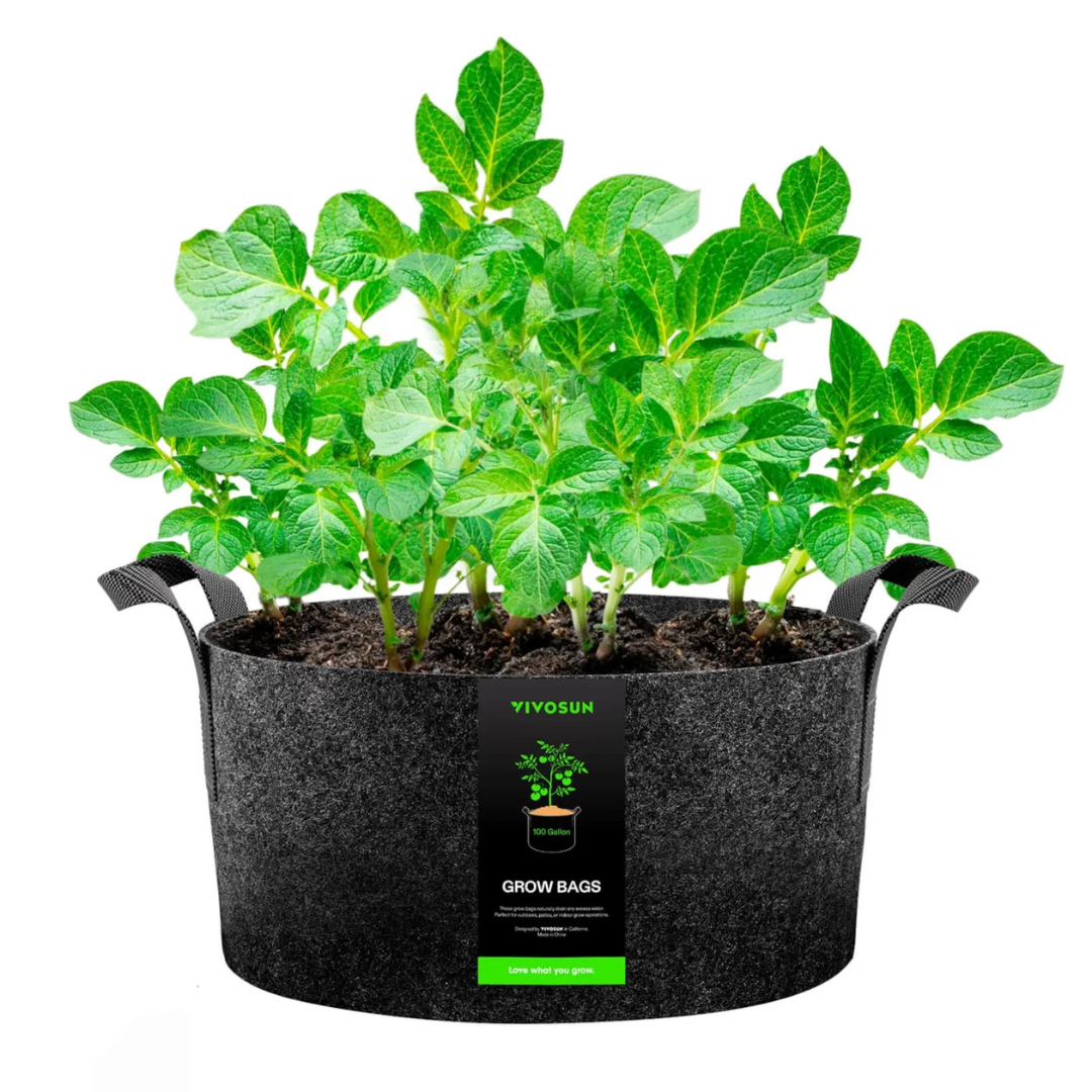 Vivosun 100 Gallon Grow Bags 1-Pack Black Thickened Nonwoven Fabric Pots with Handles