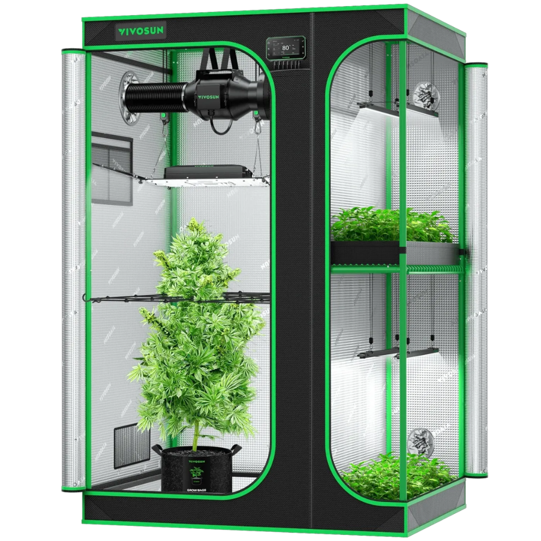 Vivosun Smart 2-in-1 Grow Tent Kit 3x4, 2-Plant Complete System, with WiFi E42A+ Controller, AeroLight Wing AW200SE LED Grow Light, and 4-inch AeroZesh G4 Ventilation Combo