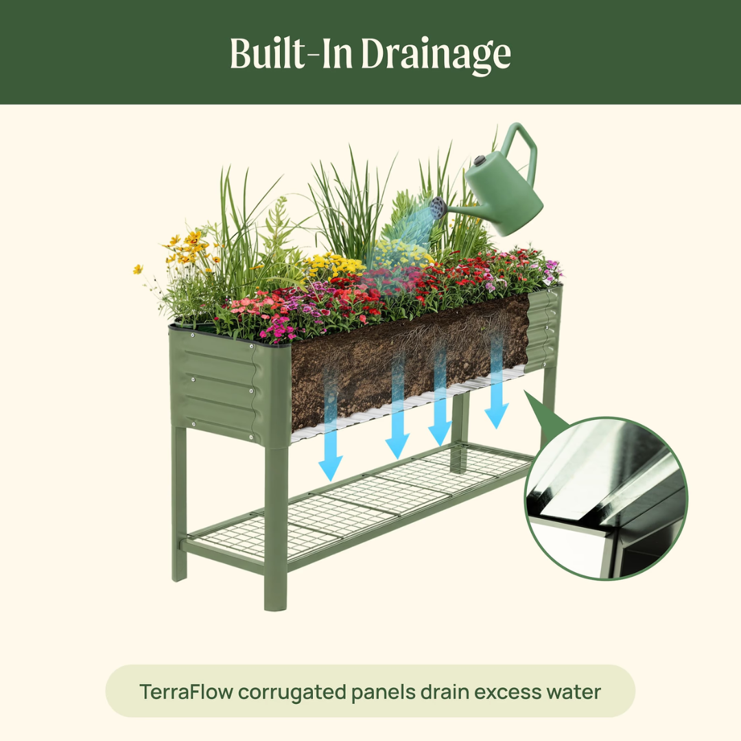 Vego Elevated Garden Bed - Slim Series 1.5' x 5.5' Wheels Included