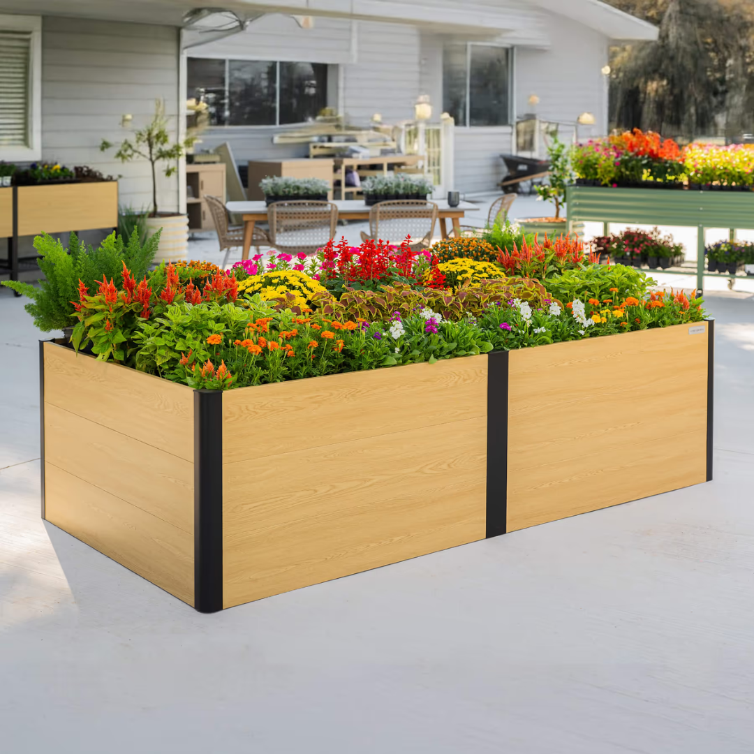 Vego 26" Tall Woodgrain 4' x 8' Metal Raised Garden Bed