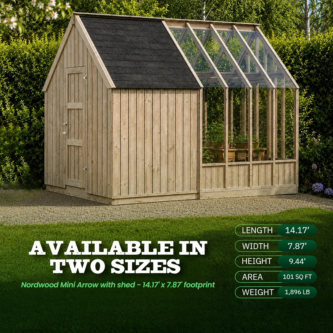 YourGreenhouses Inc Nordwood Arrow Greenhouse With Shed