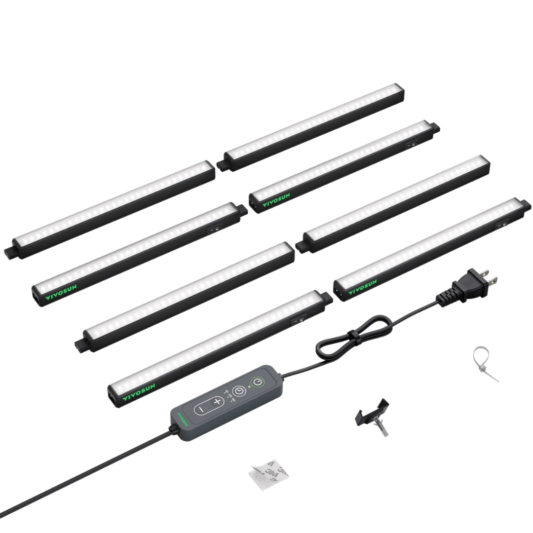 Vivosun T5 Grow Lights for Indoor Plants, 5000K Full Spectrum 28W, 1FT LED Plant Light Strip with Timer & Dimming Controller for Seed Starting