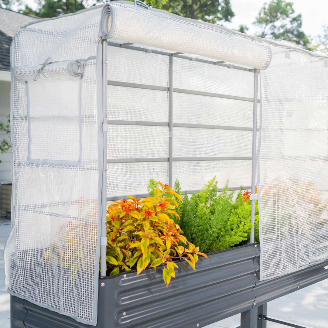 Vego Greenhouse Frost Cover & Trellis System for Elevated Bed