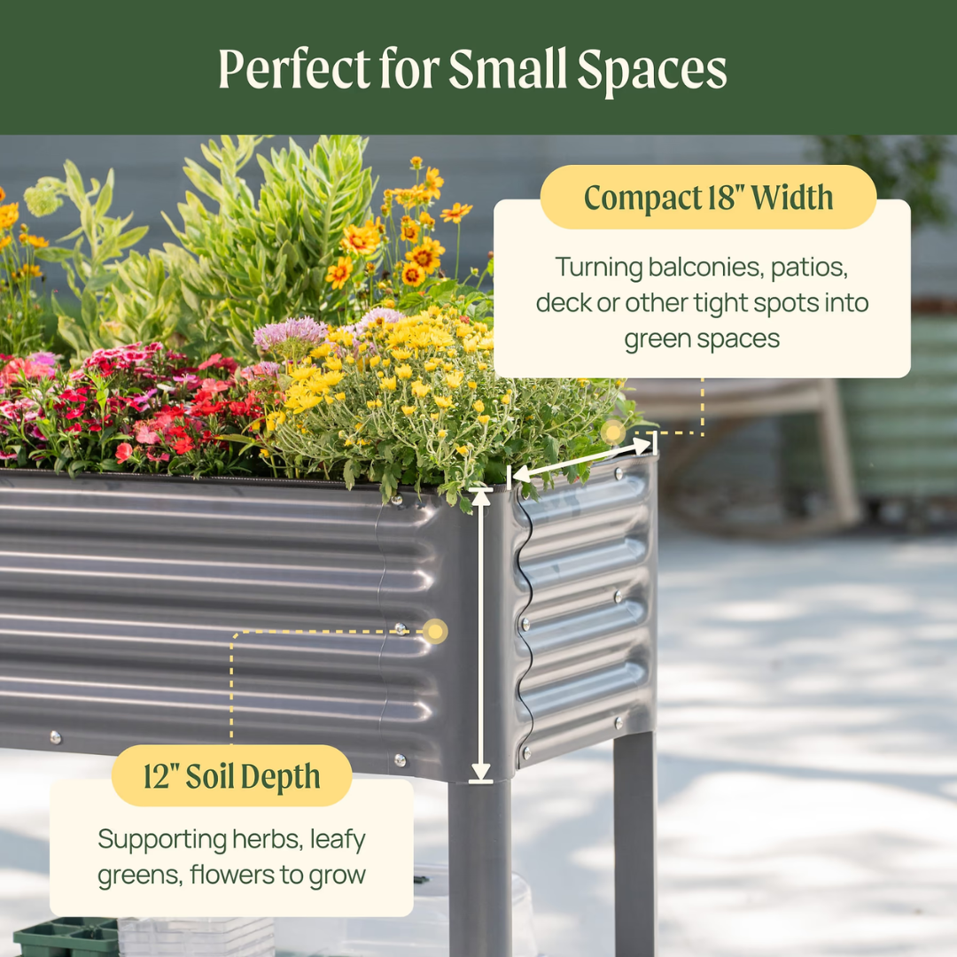 Vego Elevated Garden Bed - Slim Series 1.5' x 5.5' Wheels Included