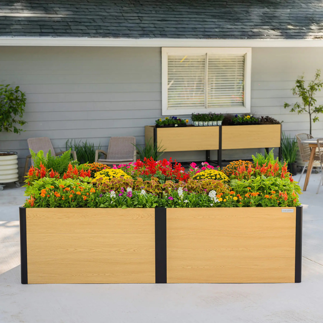 Vego 26" Tall Woodgrain 4' x 8' Metal Raised Garden Bed