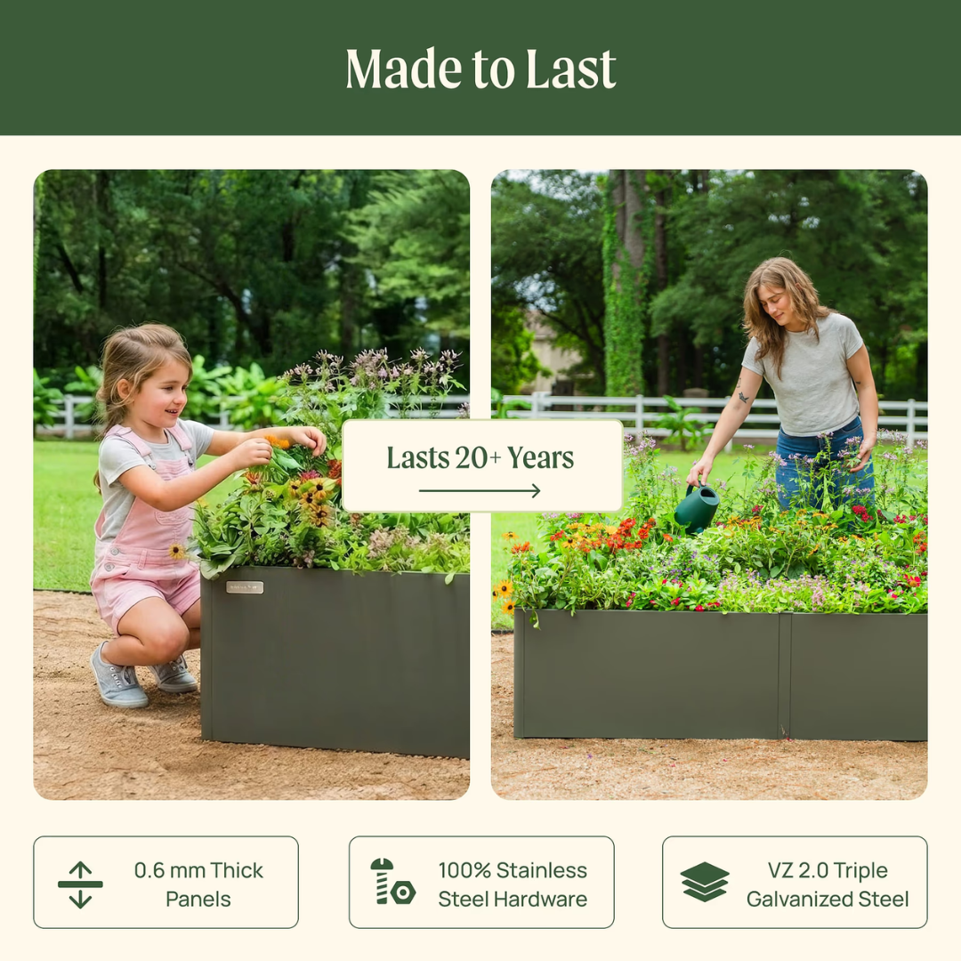 Vego 17" Tall Modern 3' x 6' Metal Raised Garden Bed