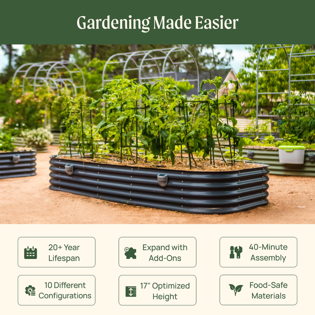 Vego 17" Tall 10 In 1 Jumbo Modular Metal Raised Garden Bed Kit
