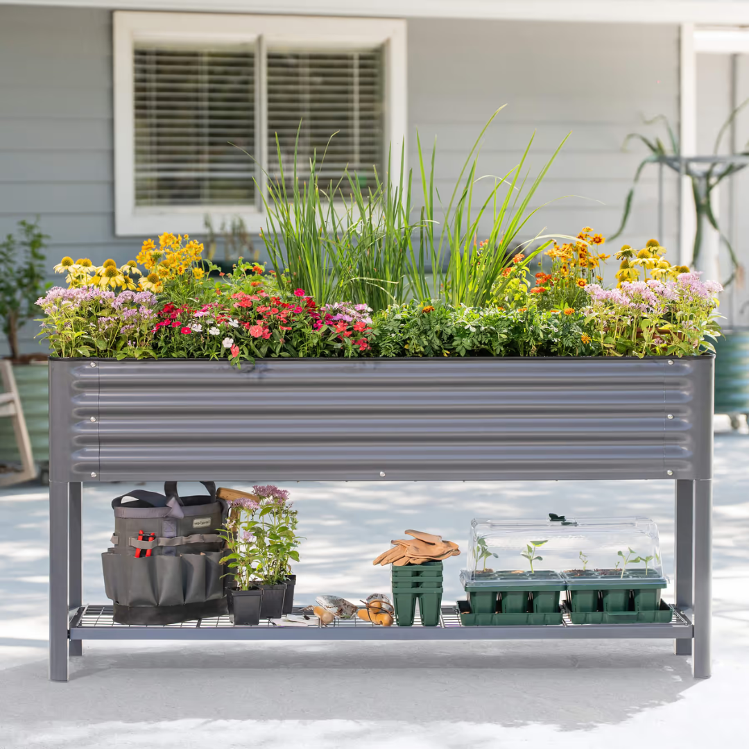 Vego Elevated Garden Bed - Slim Series 1.5' x 5.5' Wheels Included