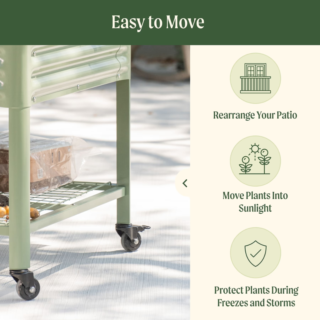 Vego Elevated Garden Bed - Jumbo Series 2.5' x 10' Wheels Included
