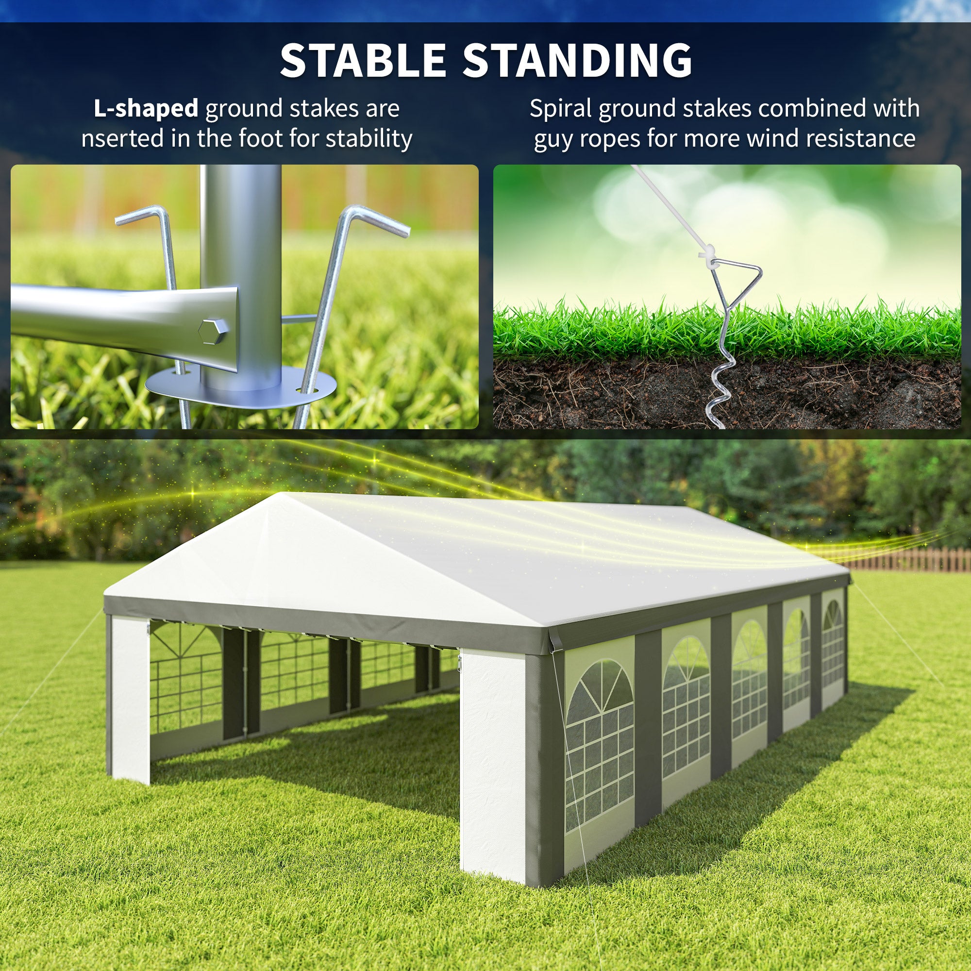 20 x 33 ft Heavy Duty Party Tent Outdoor Gazebo Wedding Tent Event Shelter Carport BBQ with - View 6