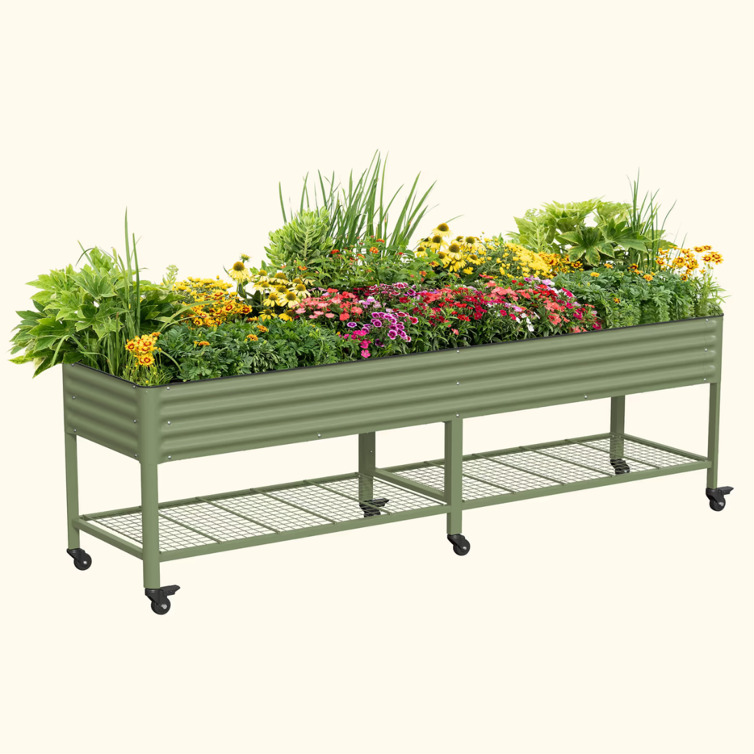 Vego Elevated Garden Bed - Jumbo Series 2.5' x 10' Wheels Included