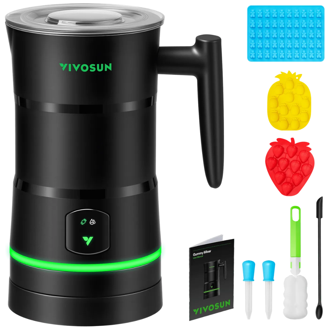 Vivosun Gummy Maker Machine, Hands-Free Candy Maker, Oil Infused Edible Mixer with Dual Rotor, Food-Grade Stainless Steel Pot and Silicone Molds, for Gummies Bear, DIY Candies, Party Treats