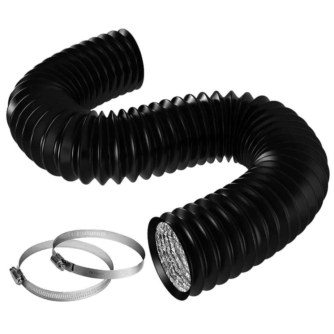 Vivosun Black Non-Insulated Flex Air Aluminum Ducting, w/Two Stainless Steel Clamps