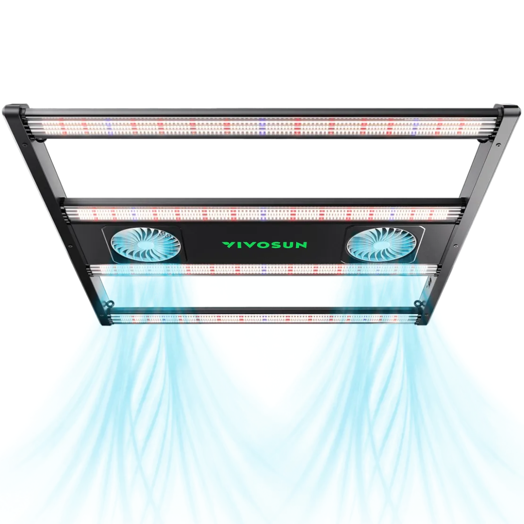 Vivosun AeroLight 350W LED Grow Light, Indoor Plant Light Bars with Circulation Fan for Grow Tent Cooling Ventilation, Tunable Full Spectrum, Support App Control, GrowHub Compatible, 3x3ft Coverage