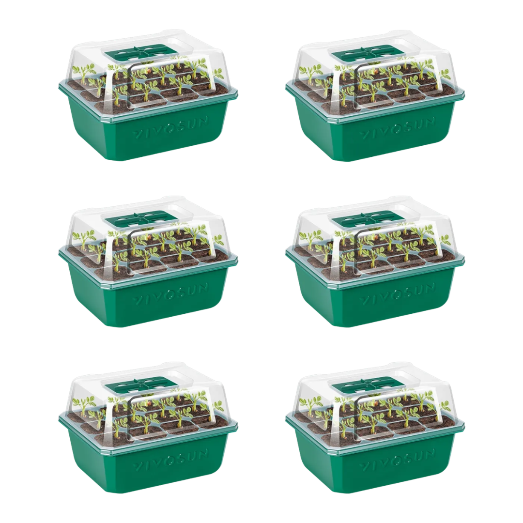 Vivosun 6-Pack Seed Starter Trays, 72-Cell Seed Starter Kit with Humidity Dome