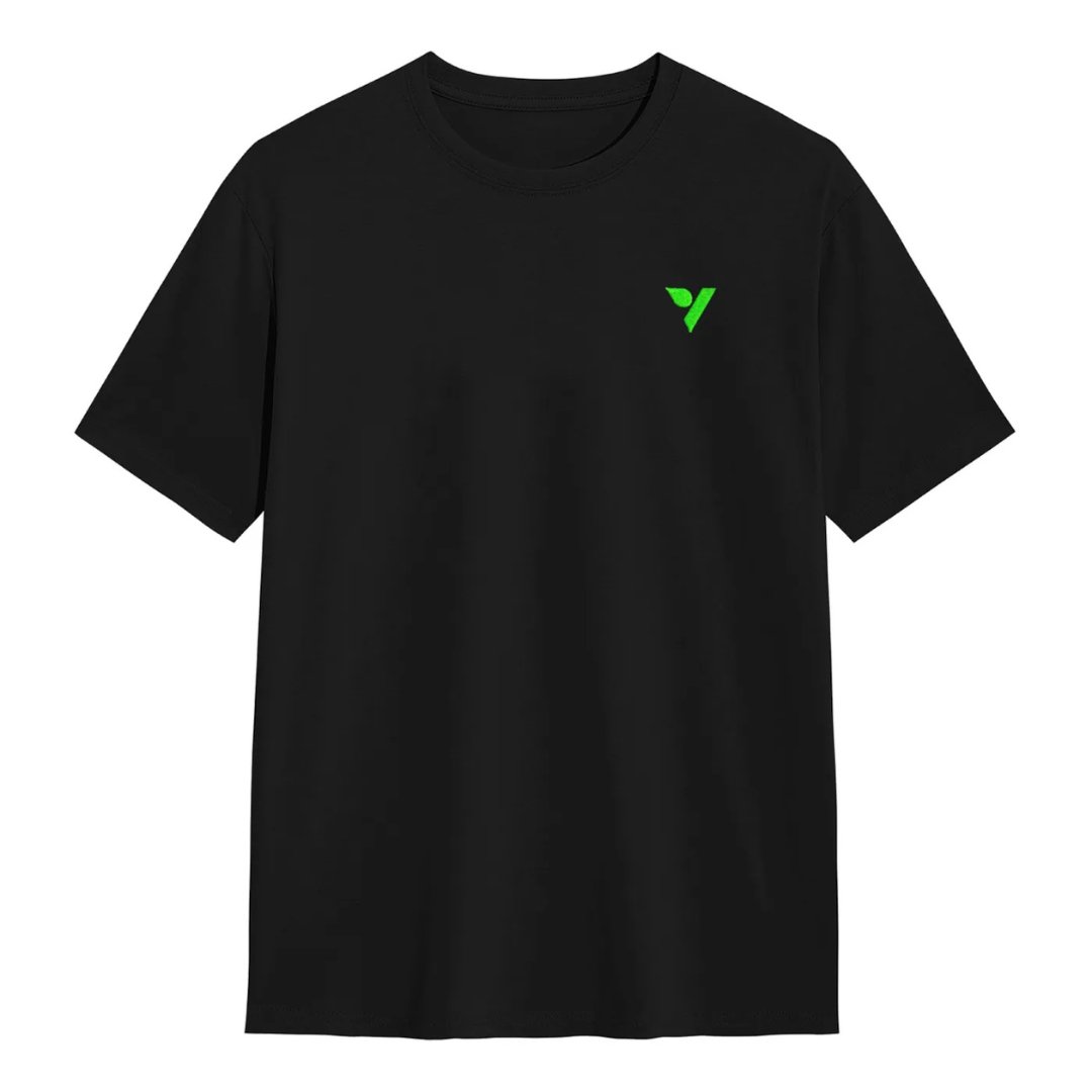 Vivosun 100% Cotton T-shirt, Black Crew Neck Tee with Front Logo & Plant-Inspired Back Graphic