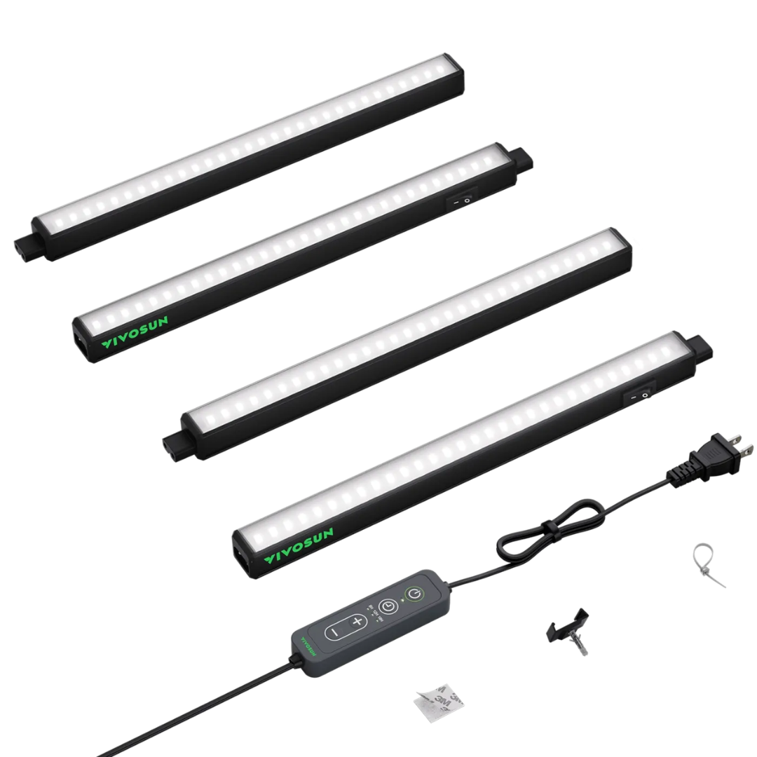 Vivosun T5 Grow Lights for Indoor Plants, 5000K Full Spectrum 28W, 1FT LED Plant Light Strip with Timer & Dimming Controller for Seed Starting