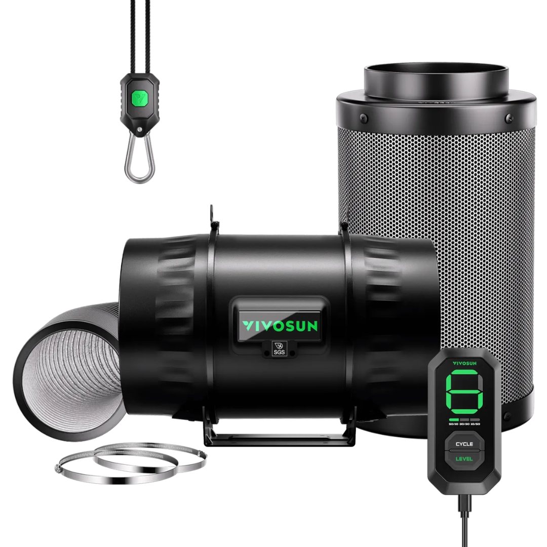 Vivosun Smart Air Filtration Kit 8″, AeroZesh T8 Inline Fan with E12 Speed Controller, Carbon Filter & Ducting Combo