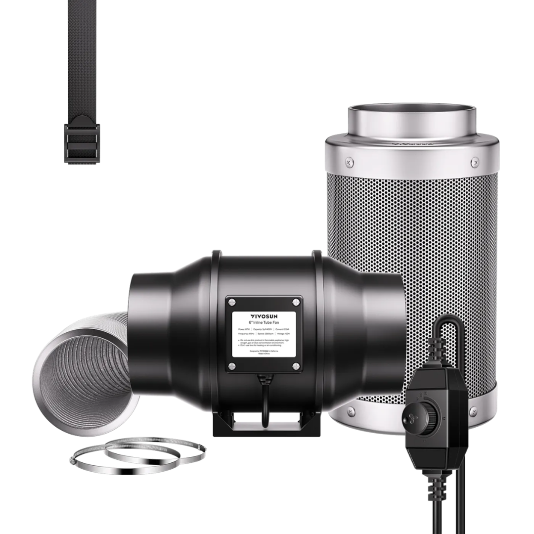 Vivosun Air Filtration Kit R6 6″, Inline Fan R6 with Variable Speed Controller, Carbon Filter & Ducting Combo