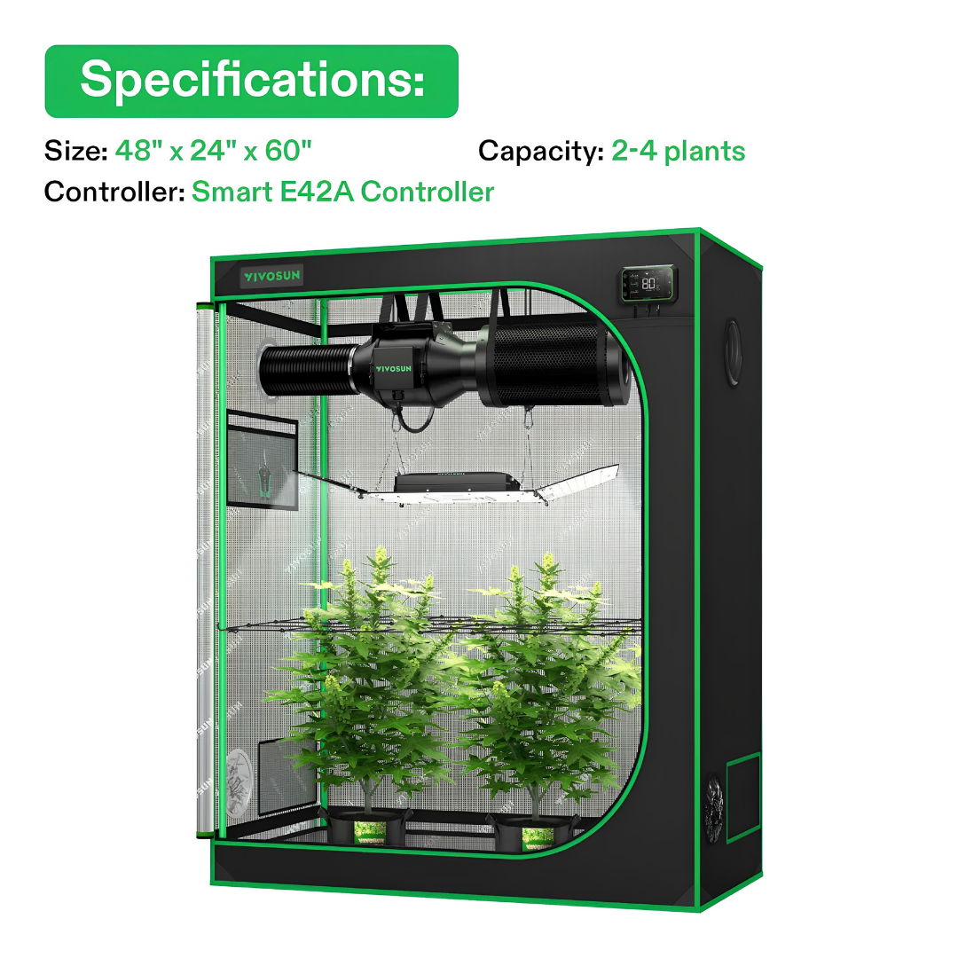 VIVOSUN Smart Grow Tent Kit GIY-SGS-42 2x4, 2-Plant Complete System, with WiFi E42A+ Controller,