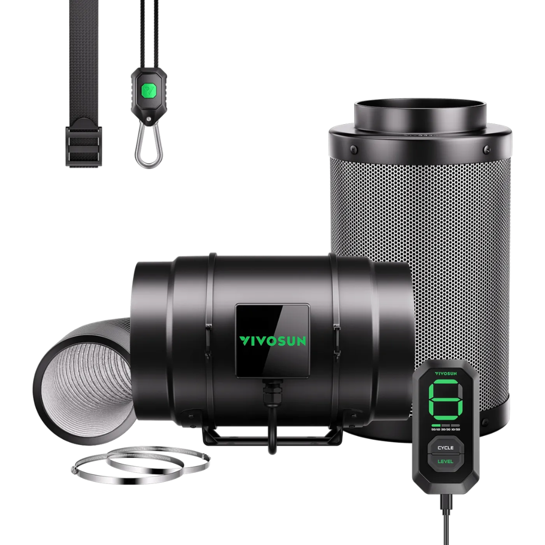 Vivosun Smart Air Filtration Kit 8″, AeroZesh G8 Inline Fan with E12 Speed Controller, Carbon Filter & Ducting Combo