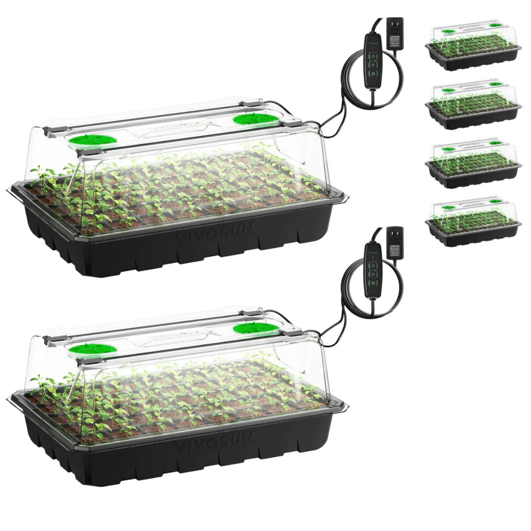 Vivosun 6-Pack Seed Starter Trays, 240-Cell Seed Starter Kit with 2 Set of LED Lights