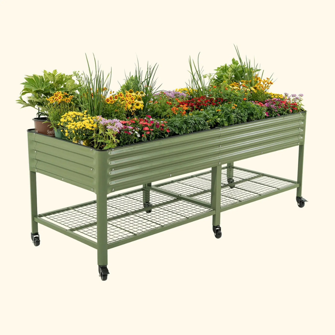 Vego Elevated Garden Bed - Jumbo Series 3' x 8' Wheels Included