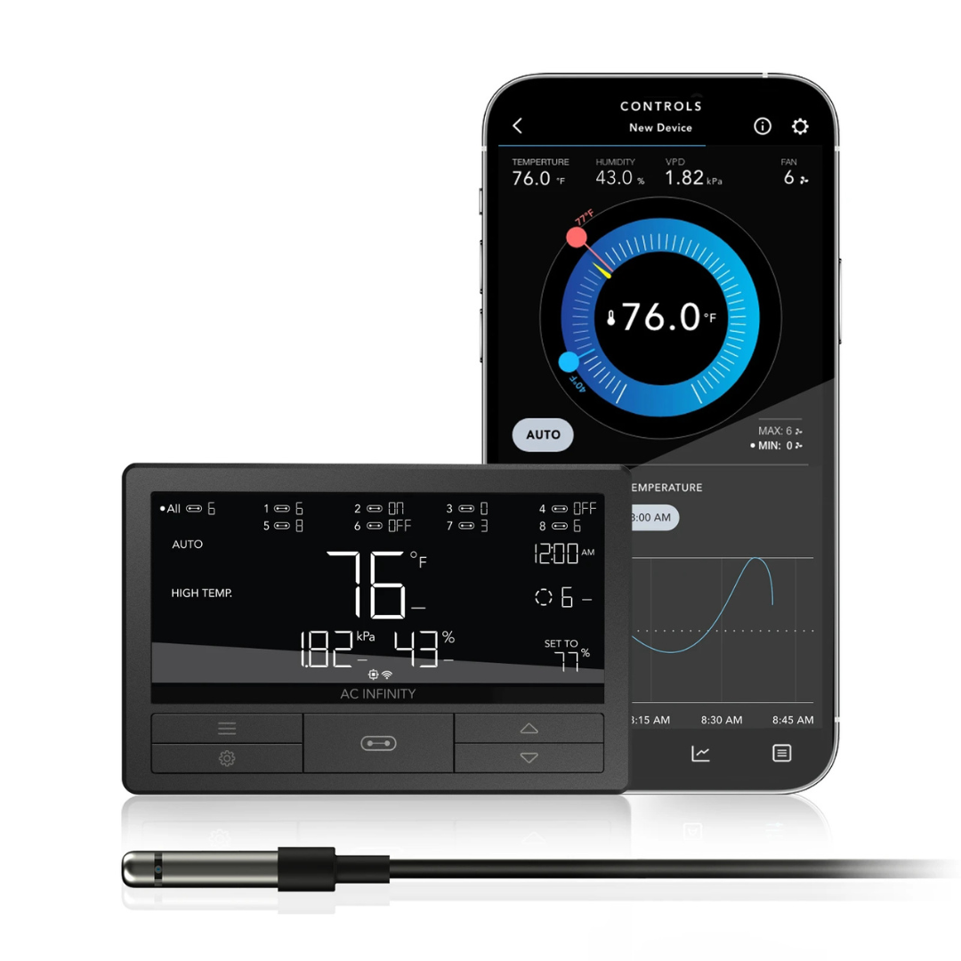 AC Infinity CONTROLLER 69 PRO+, Smart Climate Controller UIS 8-Port, with Temp Humidity VPD Sensor