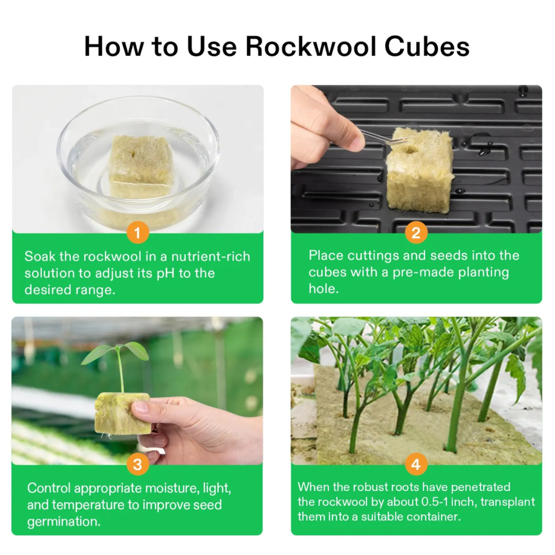 Vivosun 1" Rockwool Grow Cubes, 4 Sheets of 200 Plugs