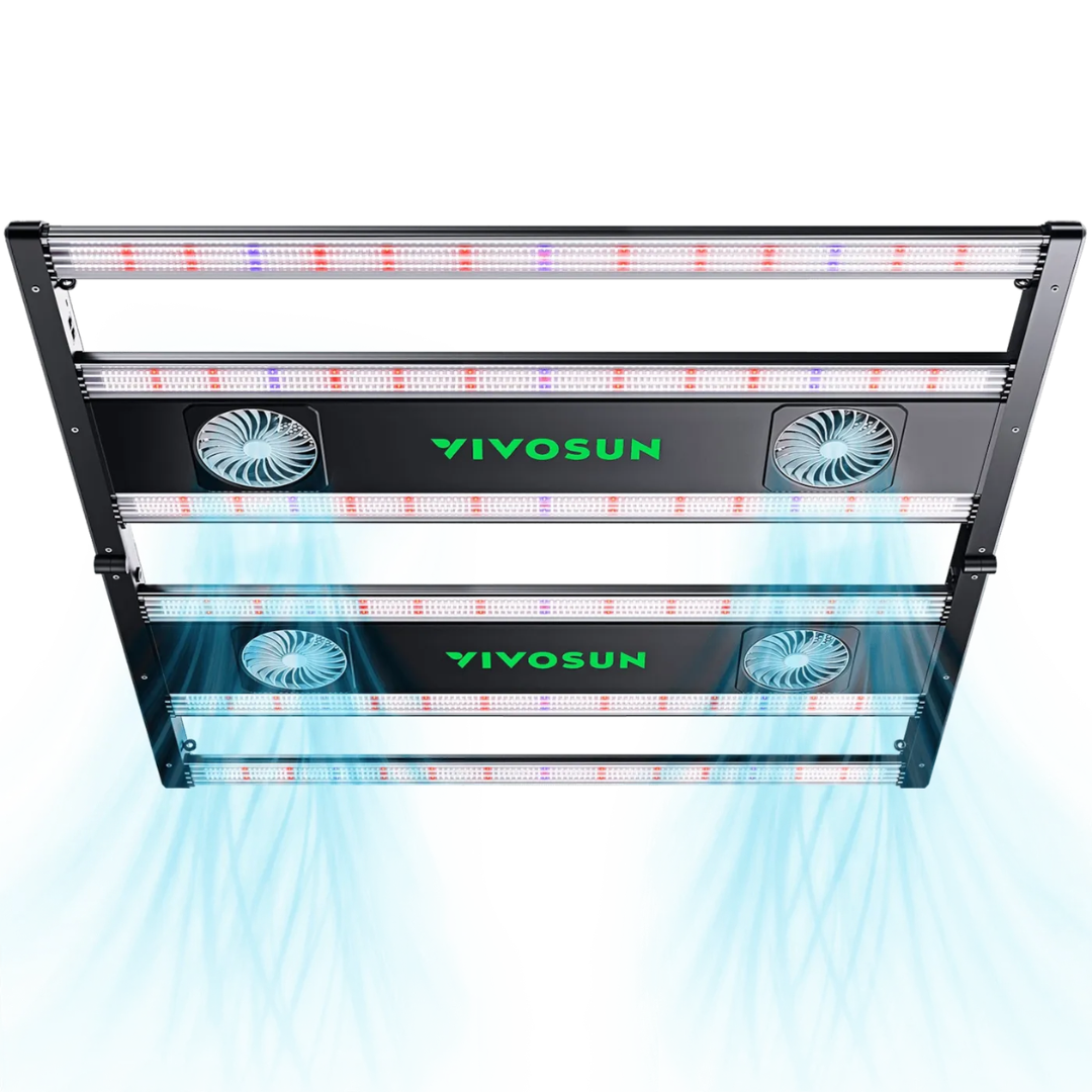 Vivosun AeroLight 550W LED Grow Light, Indoor Plant Light Bars with Circulation Fan for Grow Tent Cooling Ventilation, Tunable Full Spectrum, Support App Control, GrowHub Compatible, 4x4ft Coverage