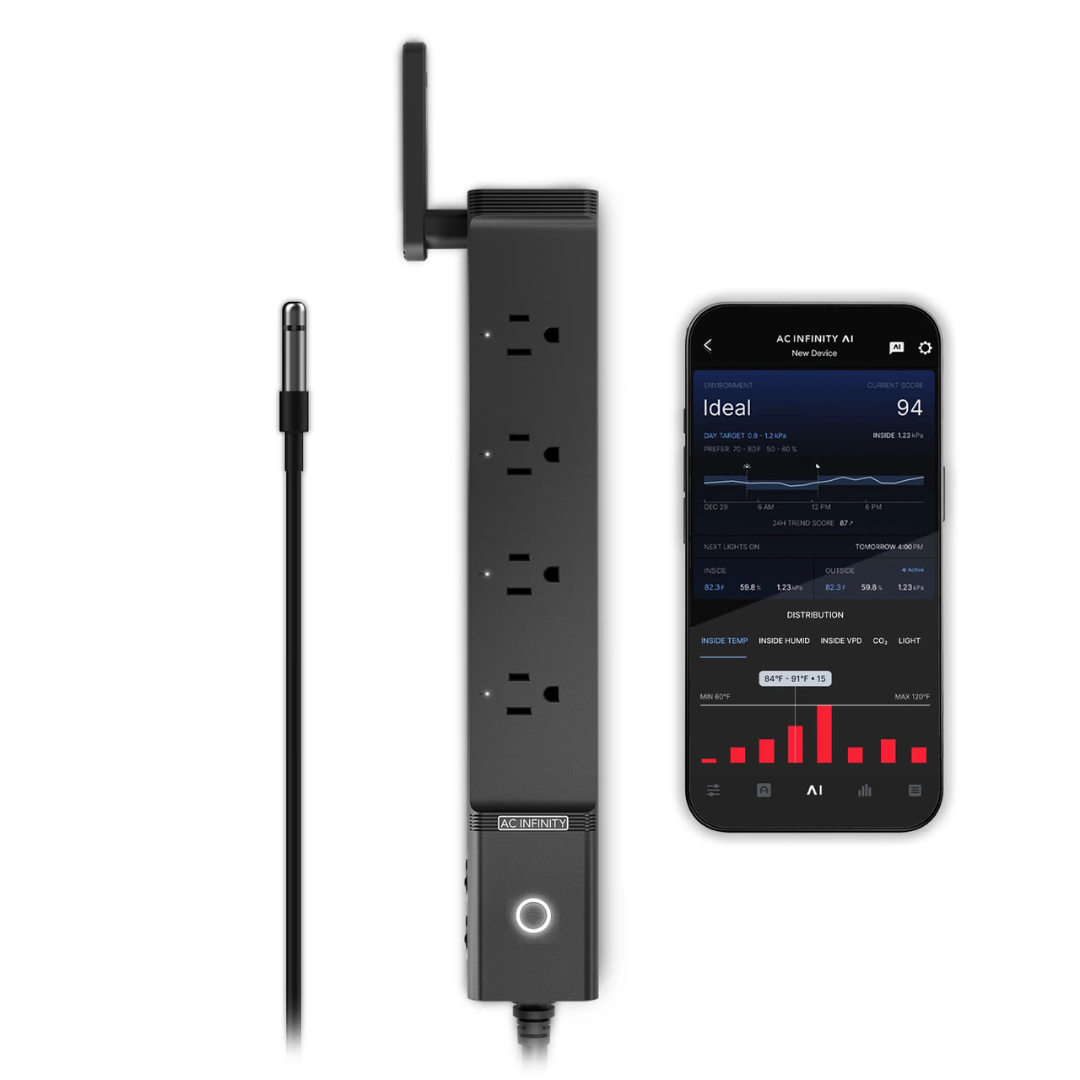 AC Infinity OUTLET AI, Environment Controller 4-Outlet, with Temp Humidity VPD Sensor