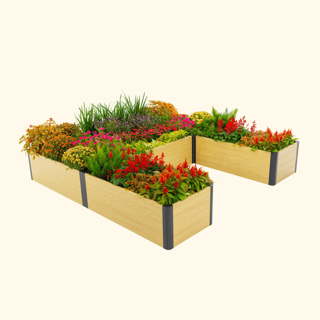 Vego 16" Tall Woodgrain 8' x 8' U-Shaped Metal Raised Garden Bed