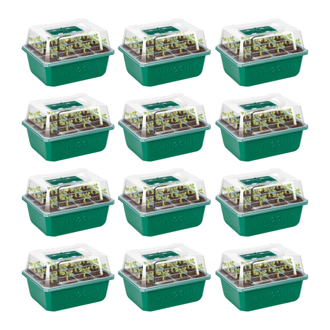 Vivosun 12-Pack Seed Starter Trays, 144-Cell Seed Starter Kit with Humidity Dome