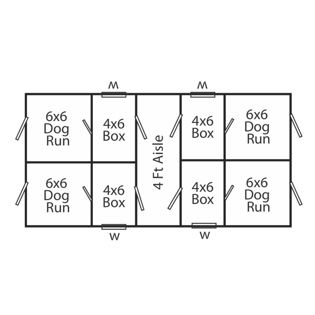 Bind in Hand 12×24 6-Run Commercial Kennel