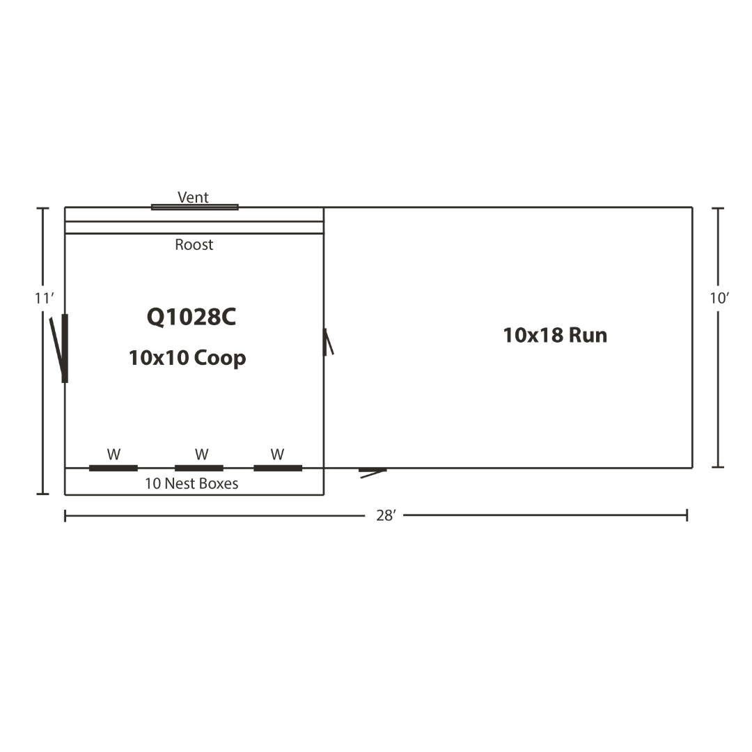 Bird in Hand 10×28 Quaker Combination Chicken Coop