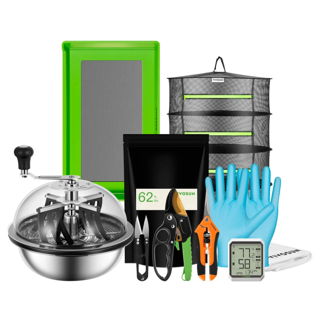 Vivosun Inclusive Harvest Kit, Includes 16” Bowl Trimmer, Trim Tray, Drying Rack, Bluetooth Hygrometer Thermometer, and All the Essential Tools for Successful Harvest