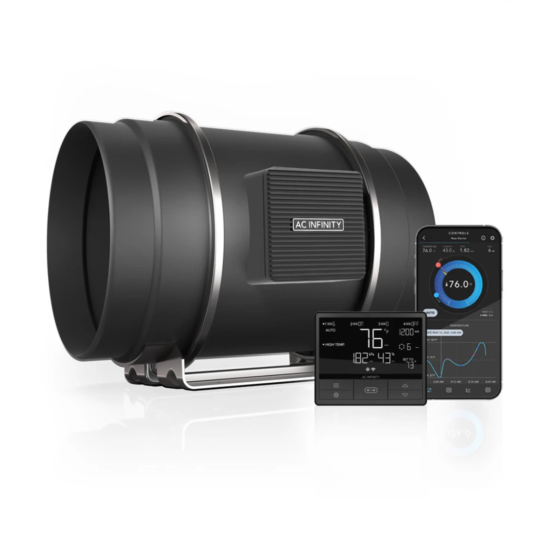 AC Infinity CLOUDLINE T8, Quiet Inline Fan 8" with Temperature Humidity VPD Controller