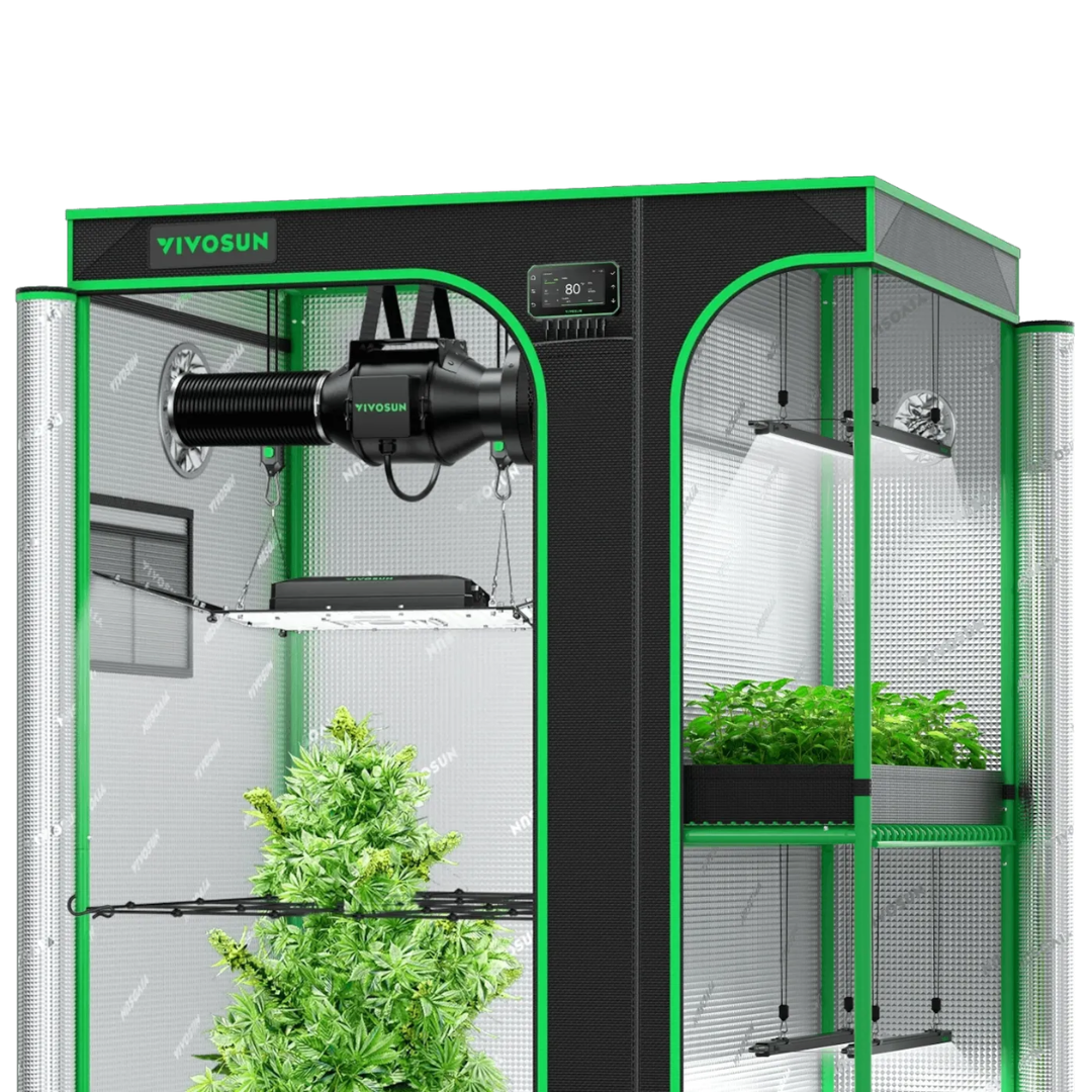 Vivosun Smart 2-in-1 Grow Tent Kit 3x4, 2-Plant Complete System, with WiFi E42A+ Controller, AeroLight Wing AW200SE LED Grow Light, and 4-inch AeroZesh G4 Ventilation Combo