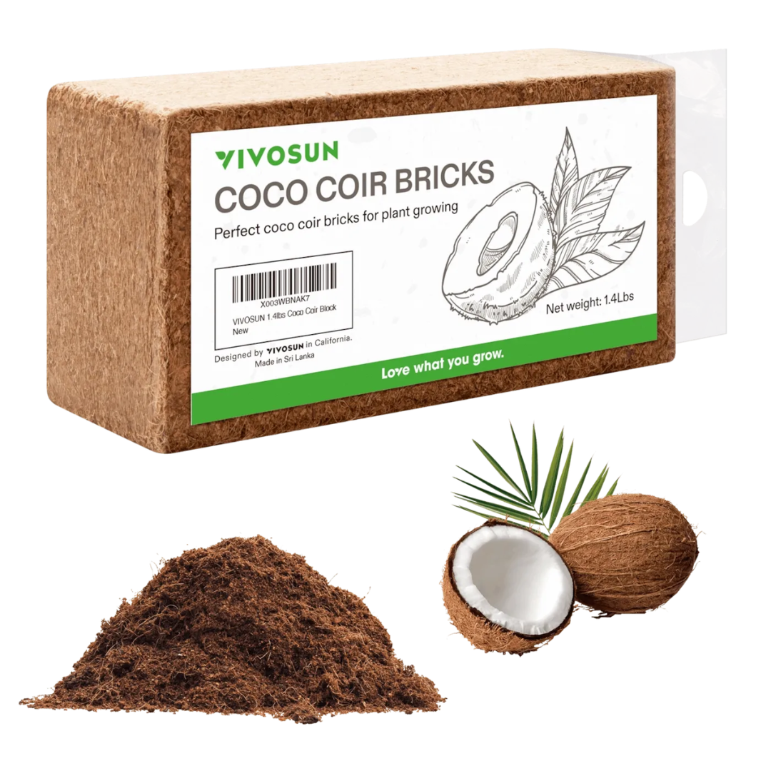 Vivosun Coco Coir Brick, 1.4lbs 100% Natural Organic Compressed Coconut Coir Fiber with Low EC